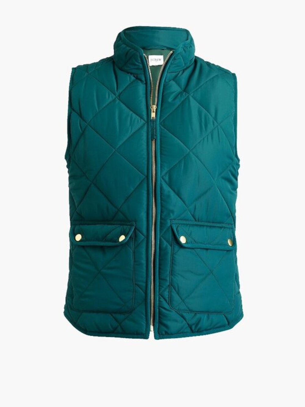 J. Crew Women's Quilted Puffer Vest in Academic Green Winter Warm Size M NWT